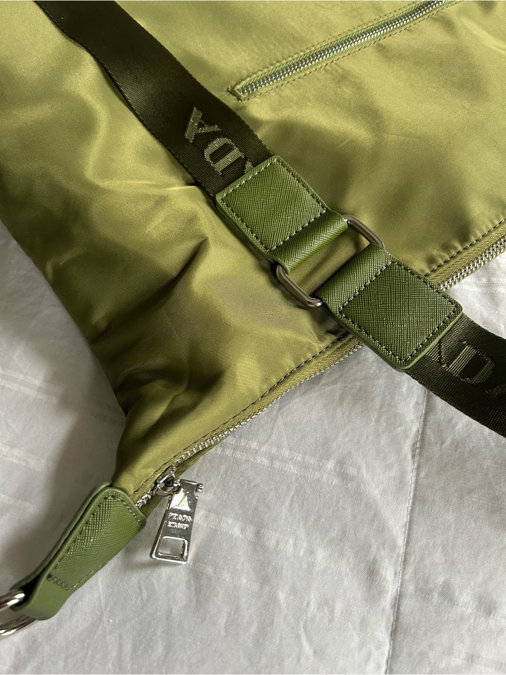 Prada Tessuto nylon shoulder tote bag in Olive Green color. ONLY USED ONCE. - Picture 14 of 14
